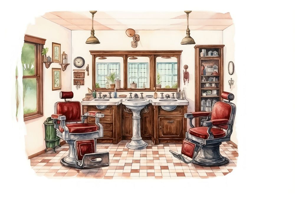 Barbershop chair white background architecture. | Free Photo - rawpixel