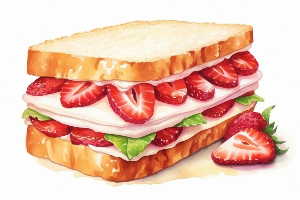 Strawberry sandwich bread fruit. AI generated Image by rawpixel.