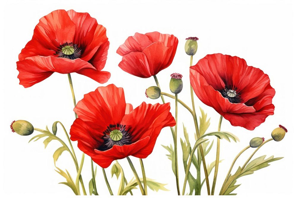 Flower poppy blossom plant. AI generated Image by rawpixel.