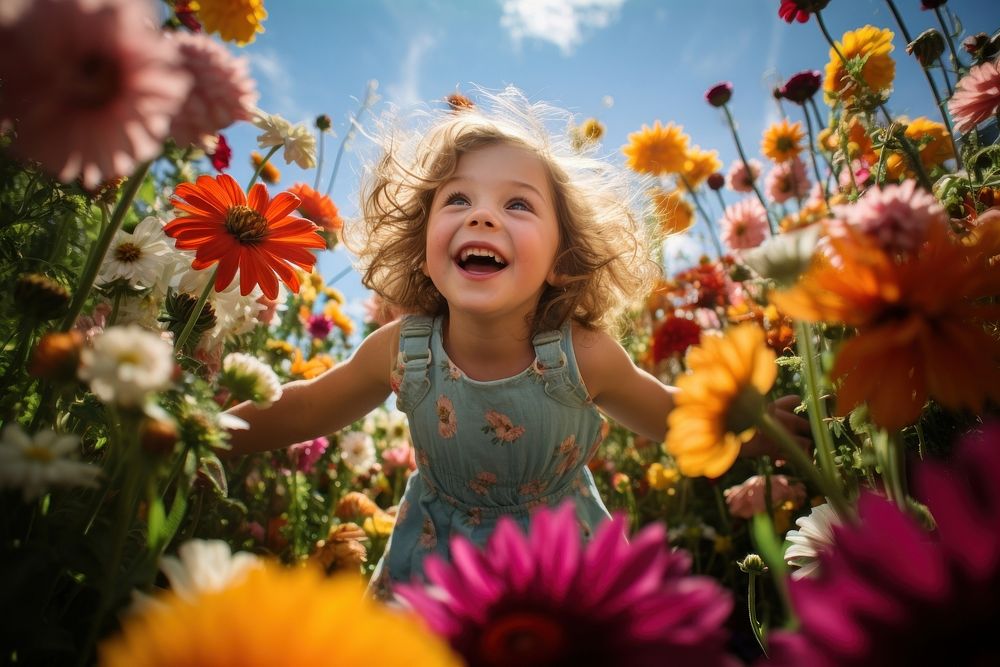 Flower laughing outdoors plant. AI generated Image by rawpixel.