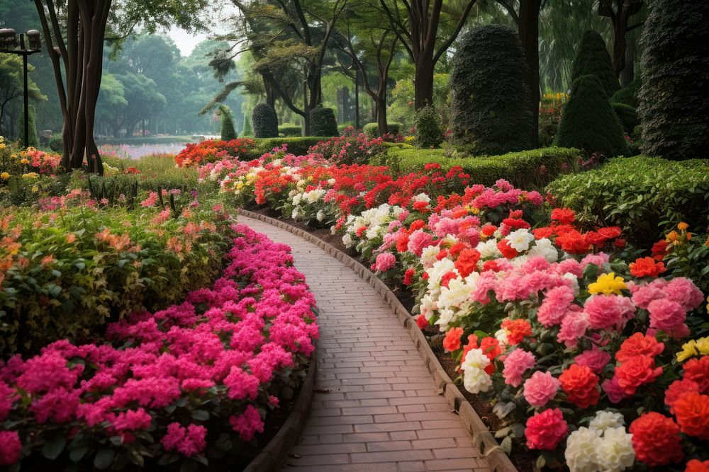 Flower garden outdoors nature. AI generated Image by rawpixel.