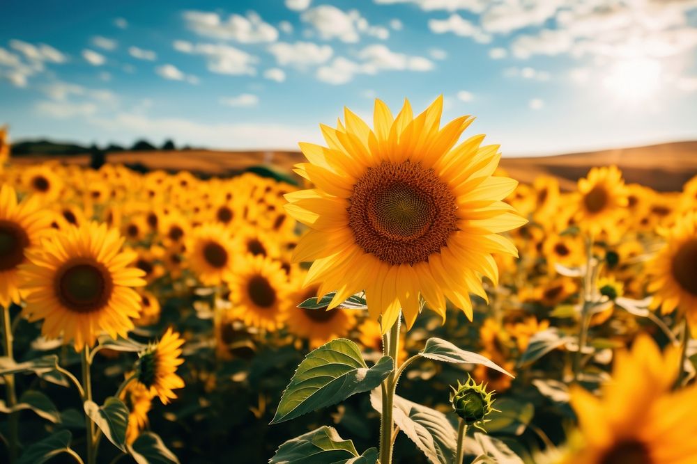 Sunflower outdoors blossom nature. AI generated Image by rawpixel.