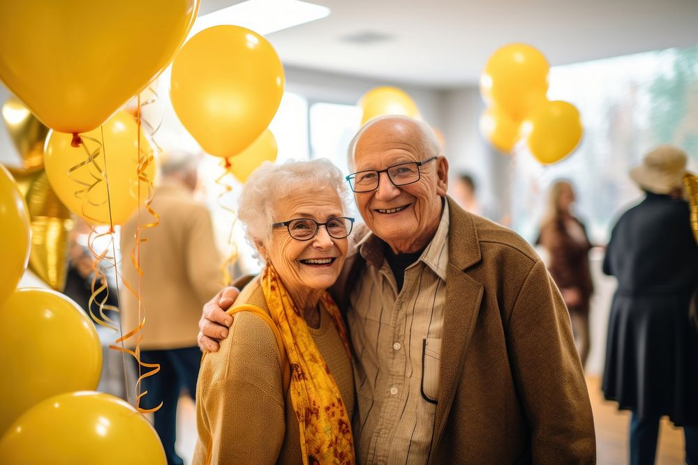 Retirement balloon glasses people. AI generated Image by rawpixel.