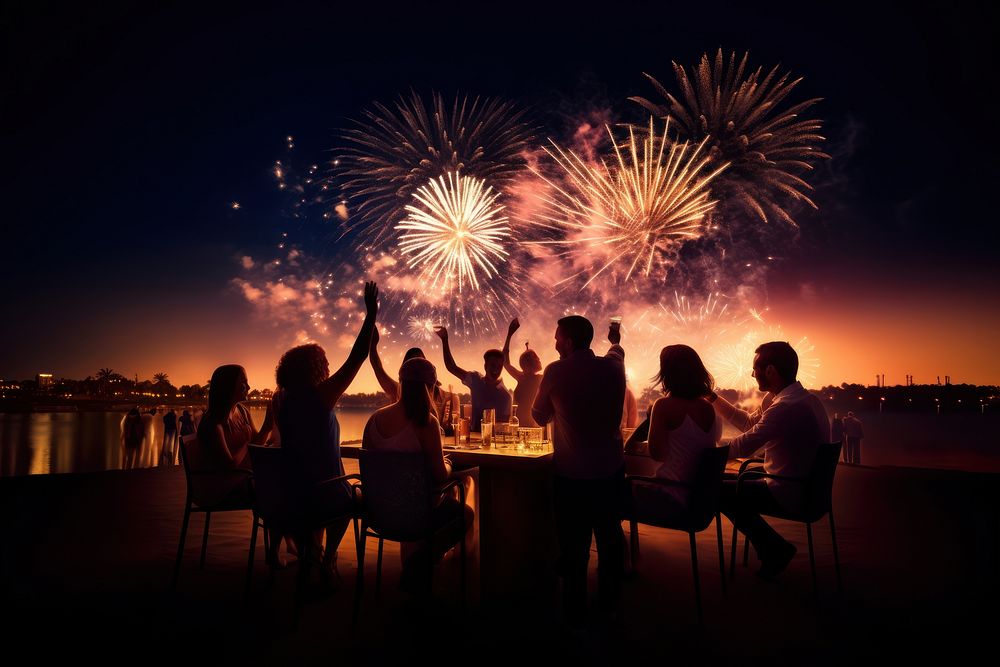 Fireworks outdoors party night. AI generated Image by rawpixel.