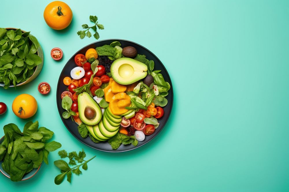 Vegetable salad fruit plate. AI generated Image by rawpixel.