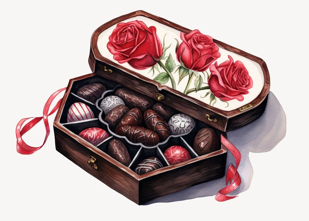 Rose box chocolate flower. AI generated Image by rawpixel.