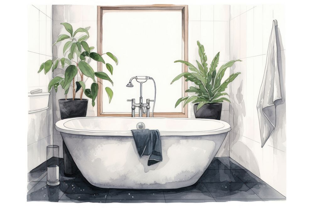 Plant bathroom bathtub houseplant. 