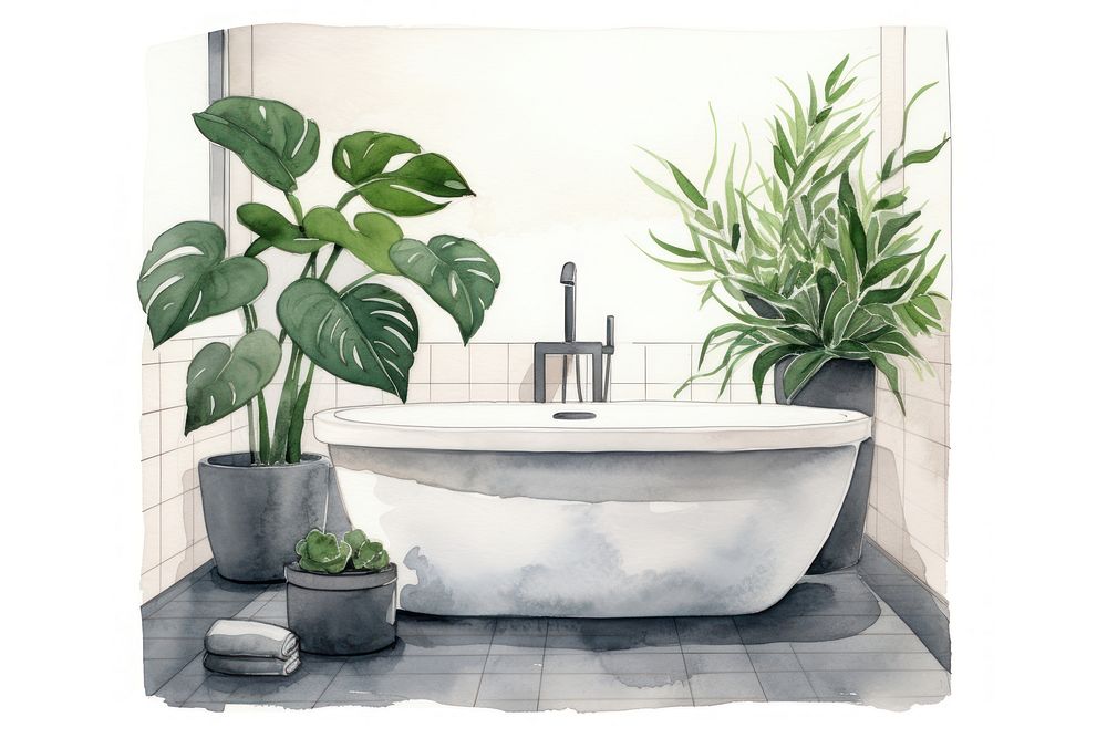 Plant bathroom bathtub leaf. AI generated Image by rawpixel.