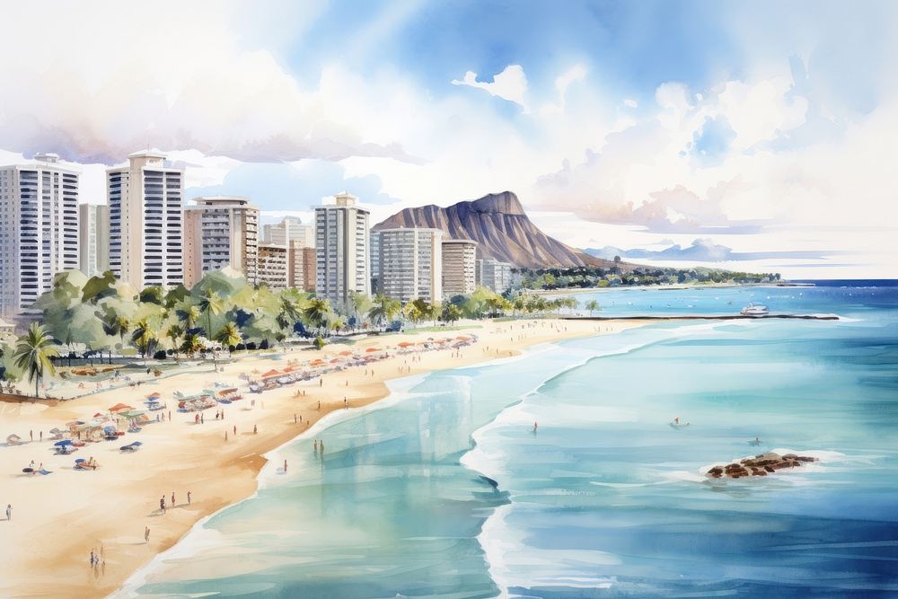 Beach architecture landscape cityscape. AI generated Image by rawpixel.