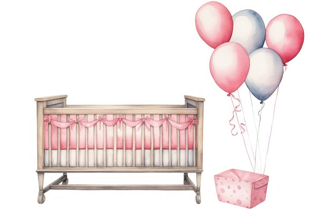 Balloon furniture crib pink. AI generated Image by rawpixel.