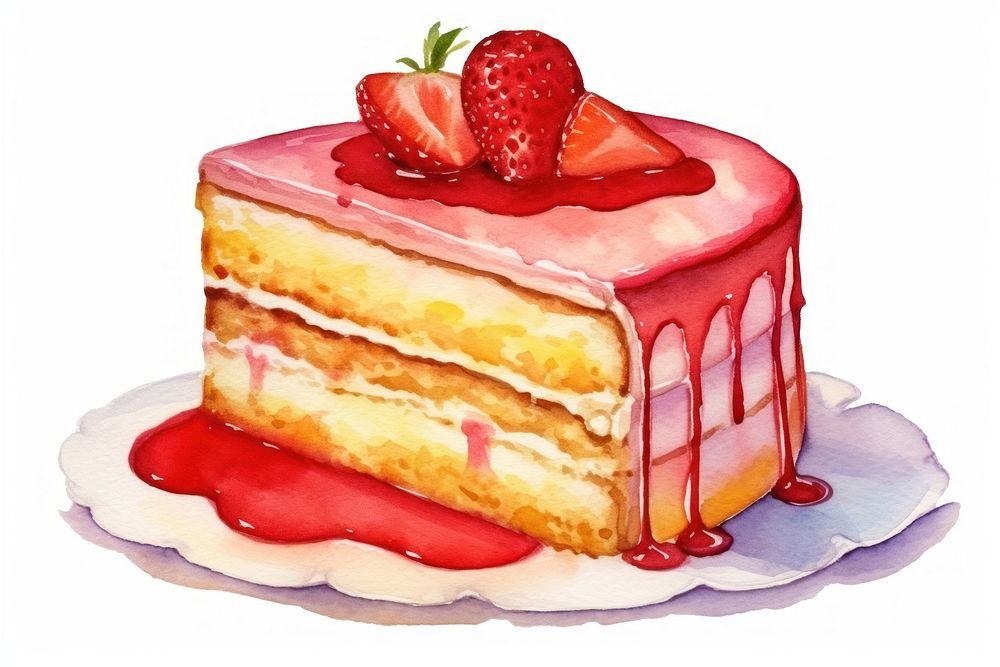 Cake strawberry dessert fruit. AI generated Image by rawpixel.