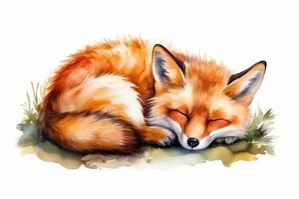 Fox wildlife sleeping animal. AI generated Image by rawpixel.