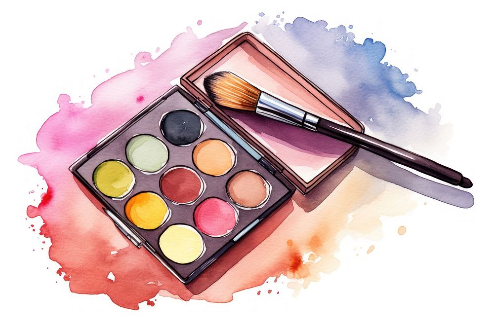 Palette cosmetics brush paintbrush. AI generated Image by rawpixel.