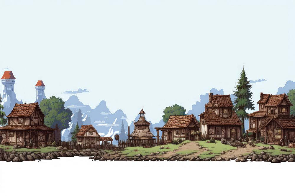Village architecture landscape building. AI generated Image by rawpixel.