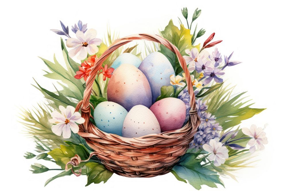 Basket egg easter plant. AI generated Image by rawpixel.