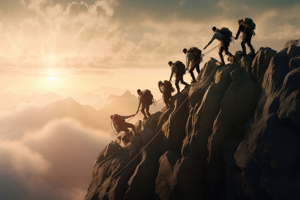 Recreation adventure mountain climbing. AI generated Image by rawpixel.