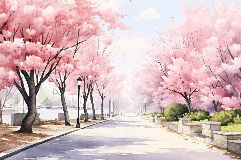 Blossom road outdoors nature. AI generated Image by rawpixel.