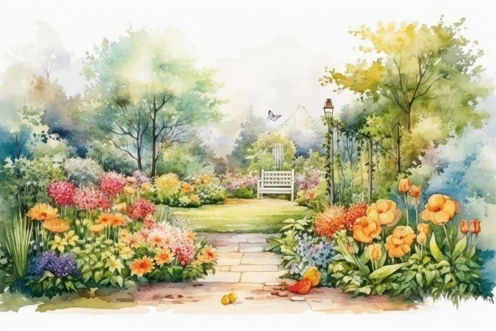 Garden outdoors painting nature. 