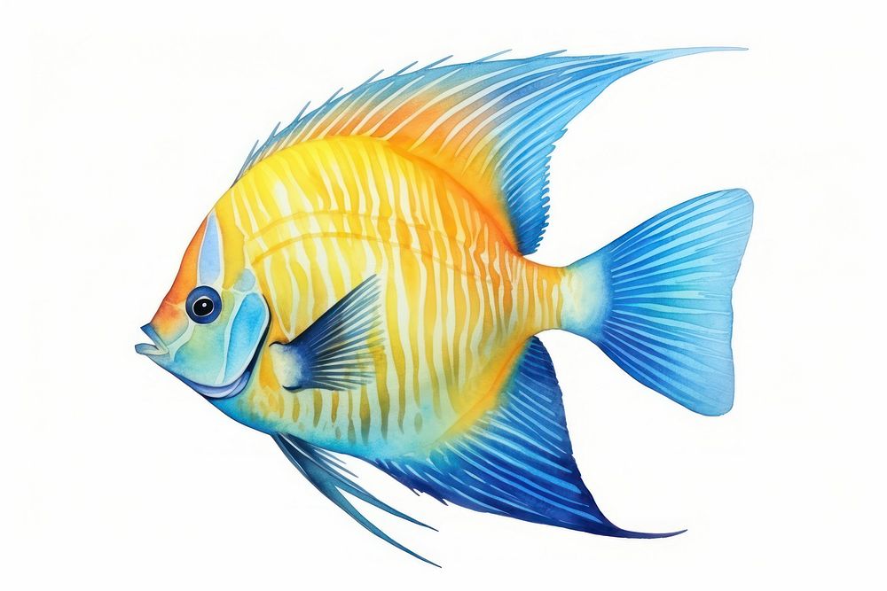 Fish angelfish animal white background. 