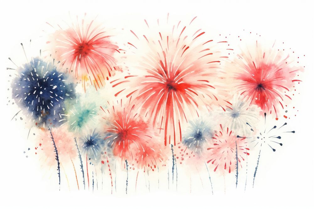 Fireworks plant white background celebration. AI generated Image by rawpixel.