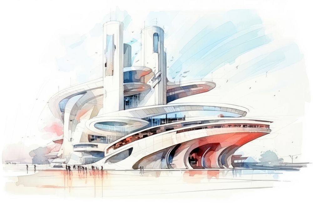 Architecture futuristic transportation skyscraper. AI generated Image by rawpixel.