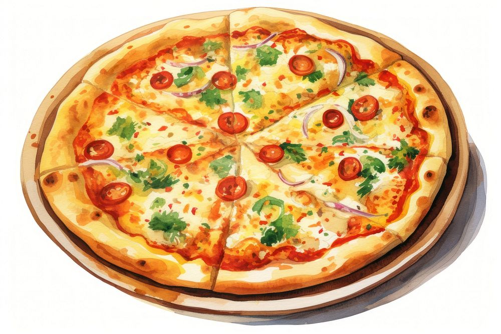 Pizza plate food white background. AI generated Image by rawpixel.