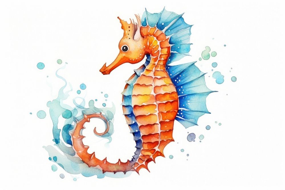 Seahorse animal white background creativity. AI generated Image by rawpixel.
