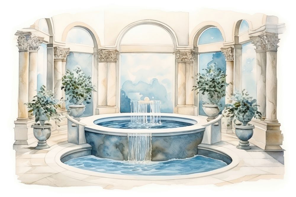 Architecture fountain jacuzzi water. AI generated Image by rawpixel.