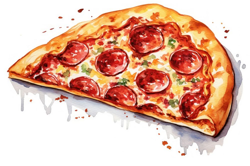 Pizza pepperoni food white background. AI generated Image by rawpixel.