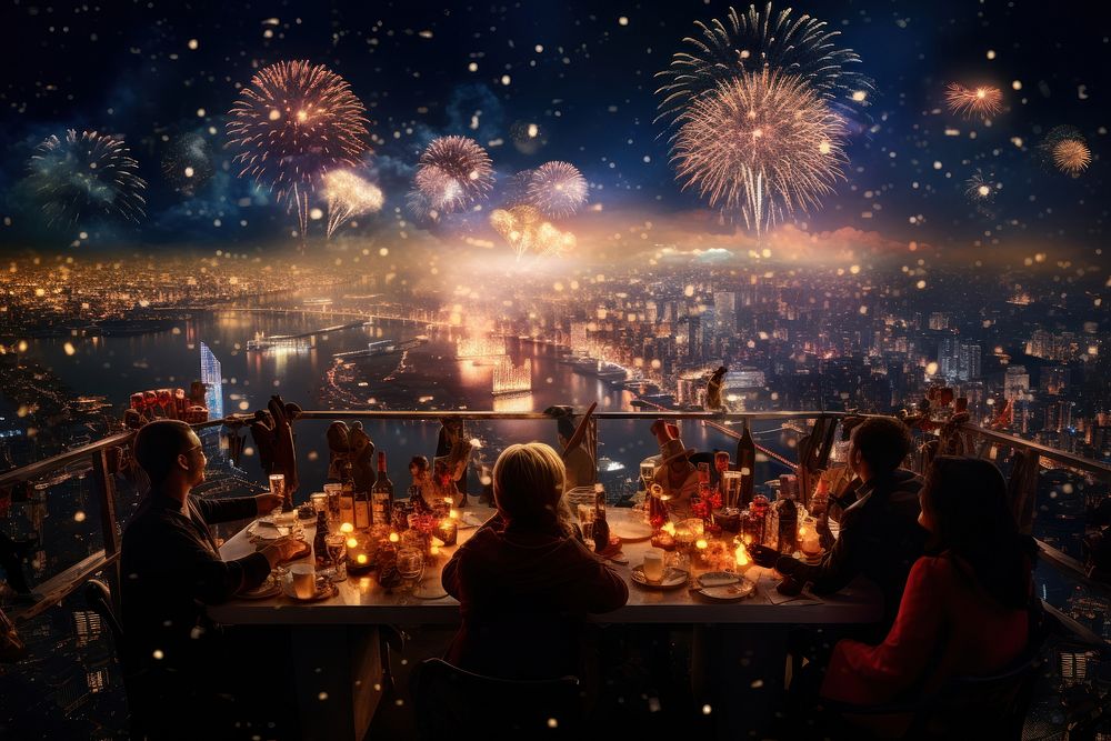 Celebration fireworks outdoors night. AI generated Image by rawpixel.
