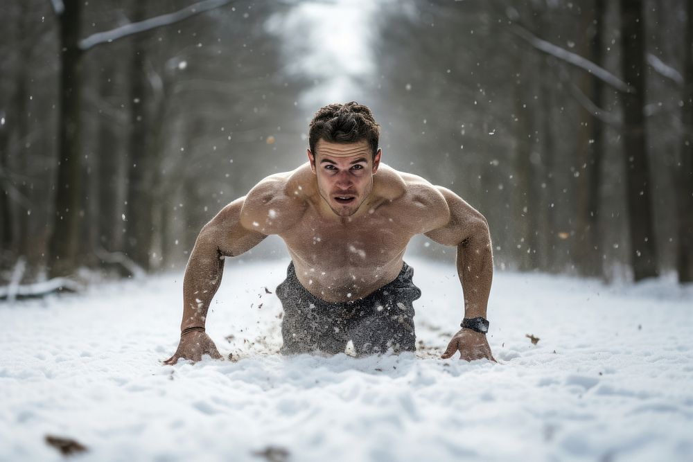 Snow outdoors adult determination. AI generated Image by rawpixel.