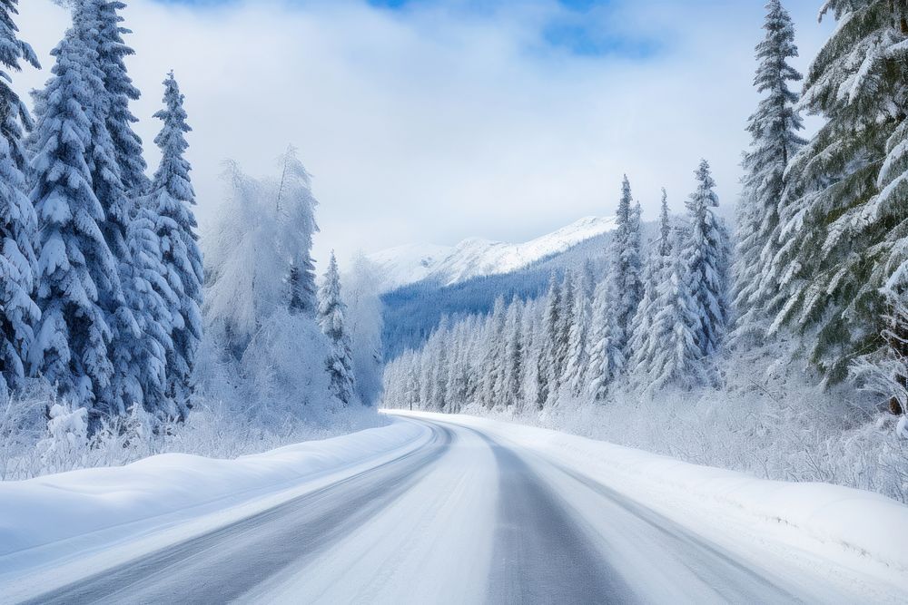 Snow road landscape outdoors. AI generated Image by rawpixel.