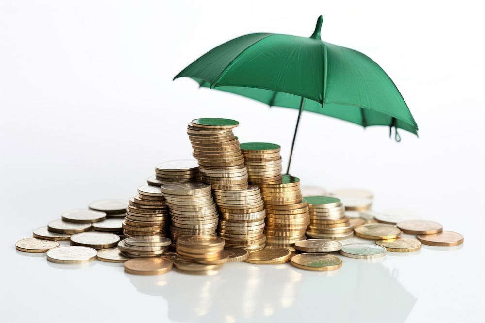 Coin umbrella money green. 