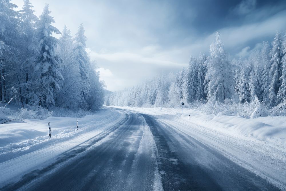 Snow road landscape outdoors. AI generated Image by rawpixel.