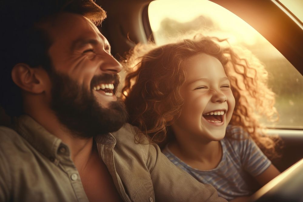 Laughing driving father adult. AI generated Image by rawpixel.