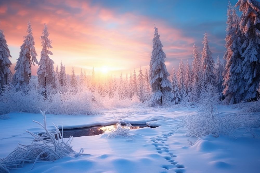 Landscape winter panoramic outdoors. AI generated Image by rawpixel.