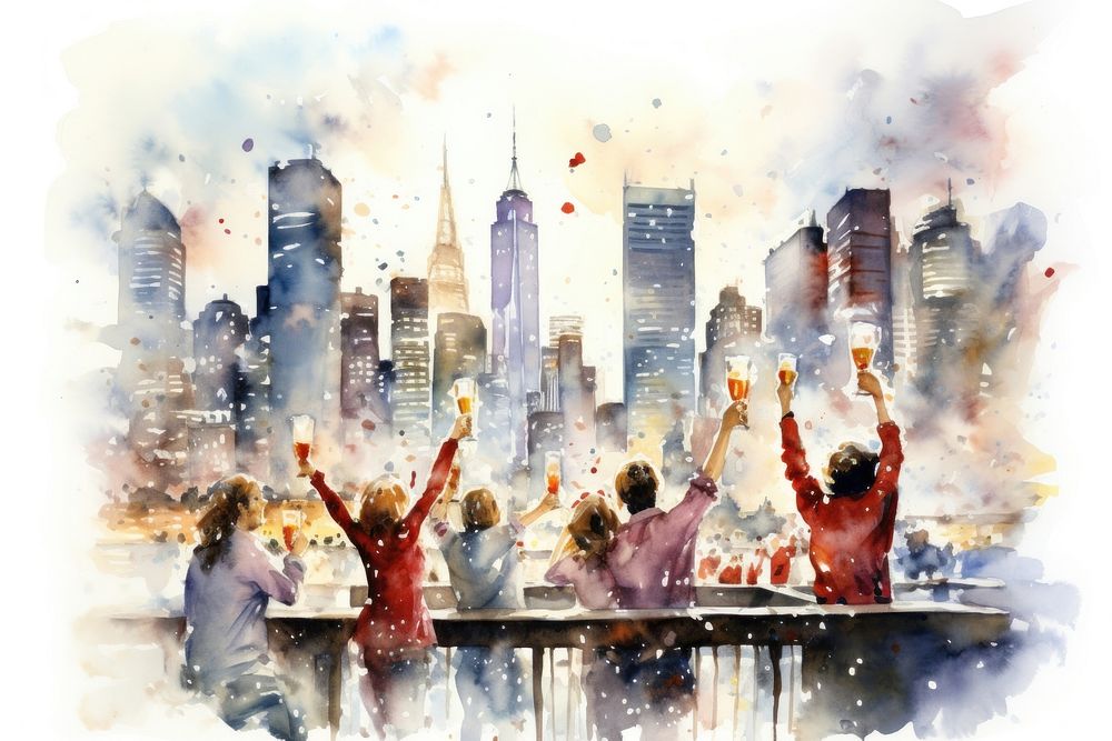 City art celebration painting. AI generated Image by rawpixel.