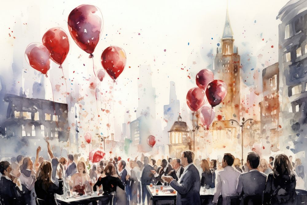 Celebration balloon adult city. AI generated Image by rawpixel.
