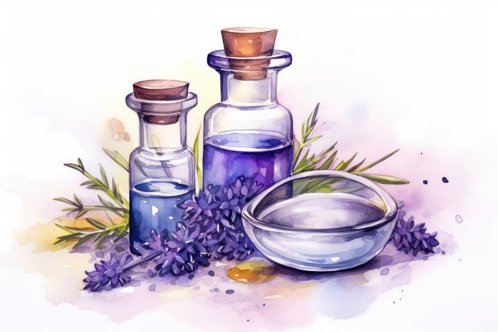 Lavender perfume bottle flower. AI generated Image by rawpixel.