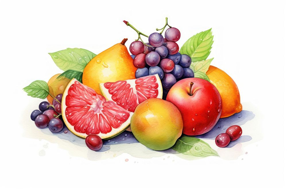 Fruit grapefruit grapes apple. AI generated Image by rawpixel.