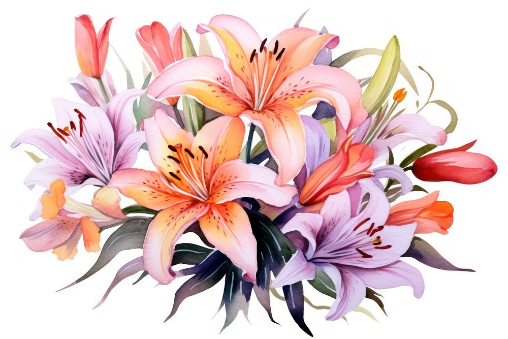 Flower lily bouquet. AI generated Image by rawpixel.