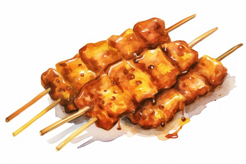 Grilling satay meat food. AI generated Image by rawpixel.