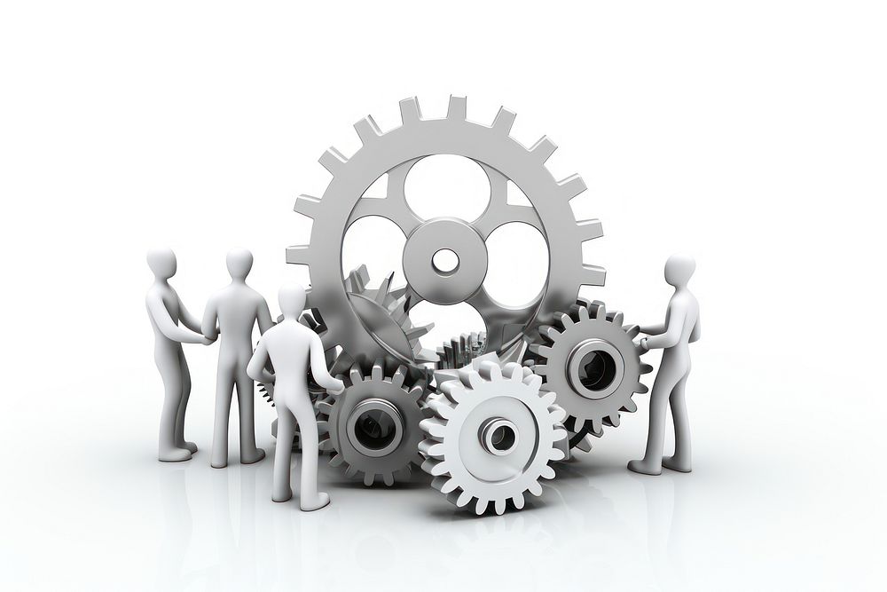 Gear teamwork white background togetherness. AI generated Image by rawpixel.