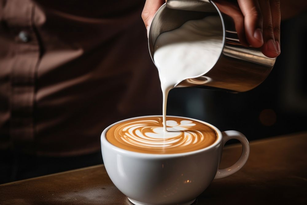 Coffee cup barista pouring. AI generated Image by rawpixel.