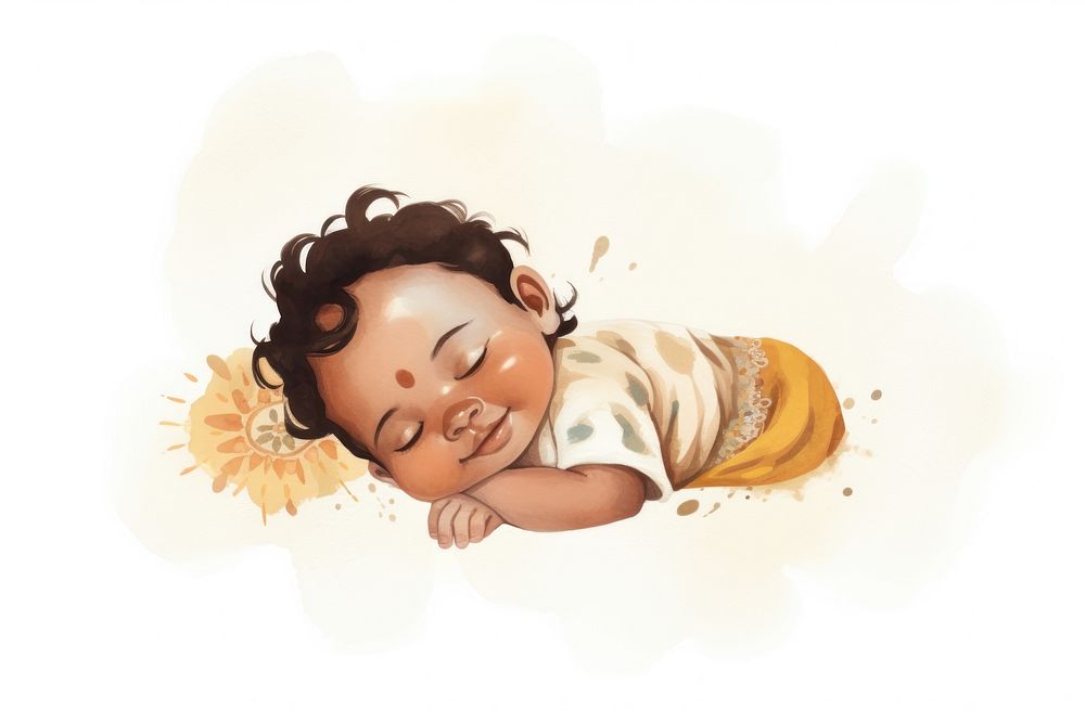 Sleeping baby portrait smiling. AI generated Image by rawpixel.