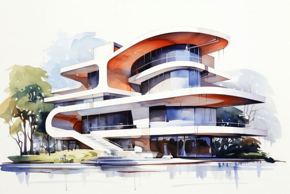 Architecture building drawing vehicle. AI generated Image by rawpixel.
