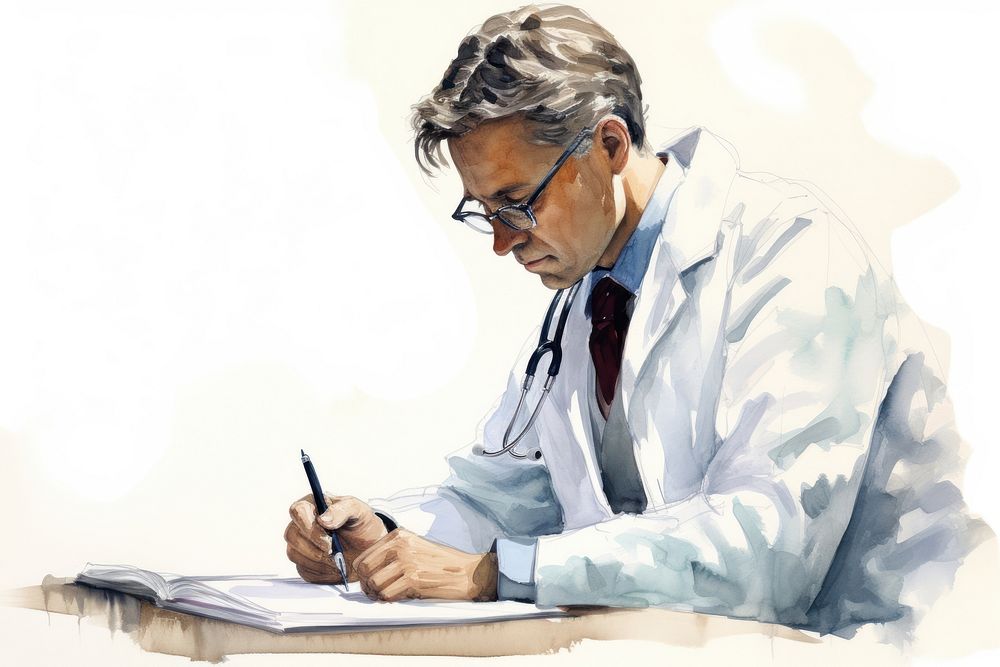Glasses writing doctor paper. AI generated Image by rawpixel.