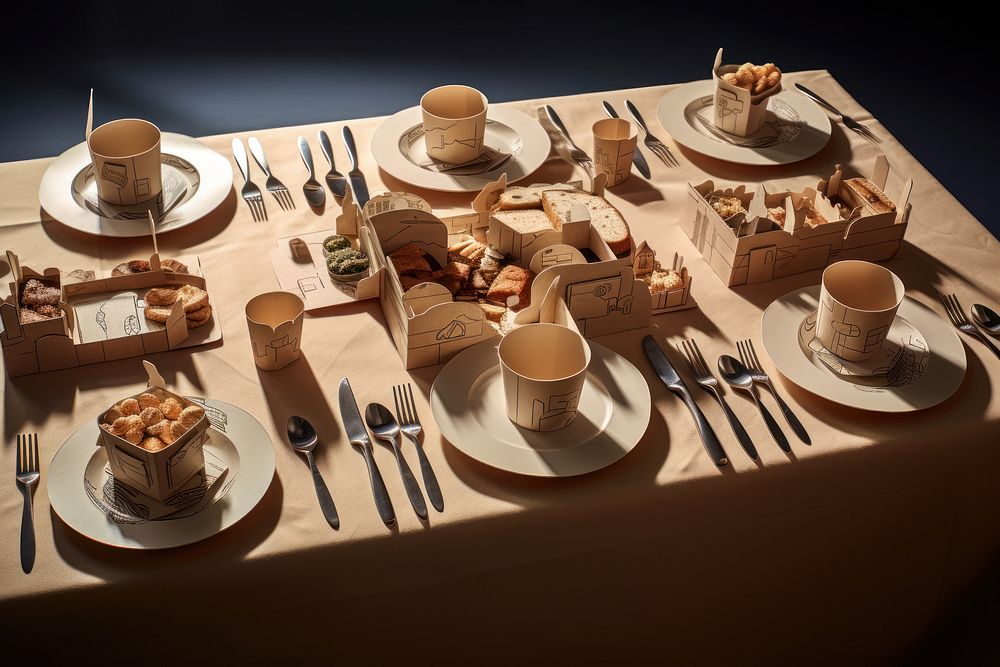 Furniture table plate spoon. AI generated Image by rawpixel.