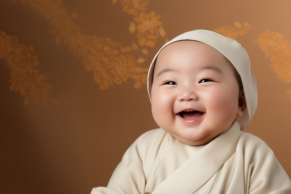 Portrait baby newborn smiling. AI generated Image by rawpixel.