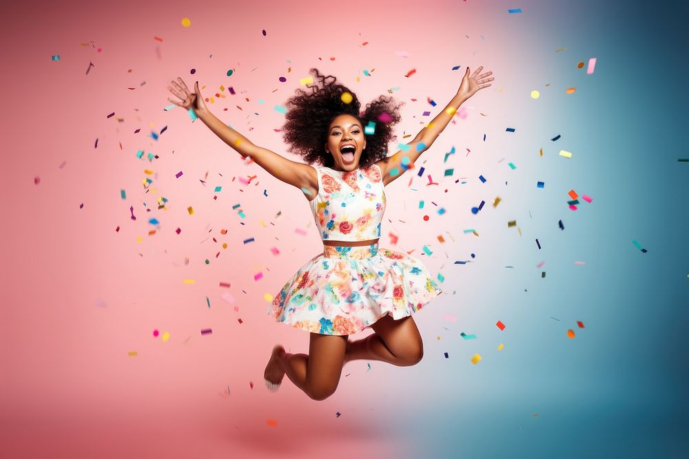 Confetti cheerful jumping happy. AI generated Image by rawpixel.